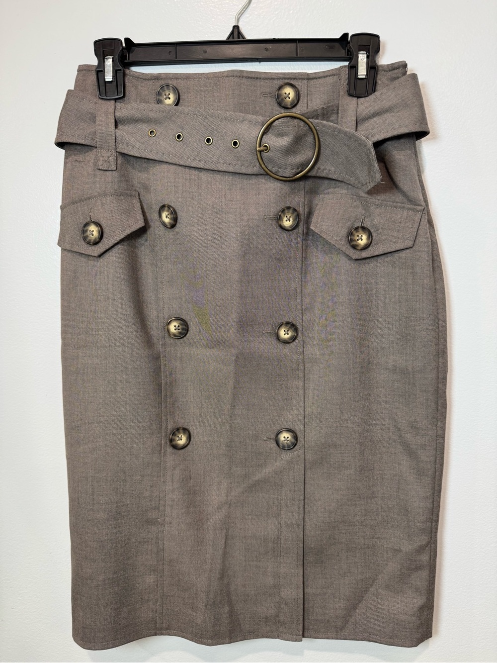 Worthington Petite Size 8 Taupe Double Breasted Belted Pencil Skirt